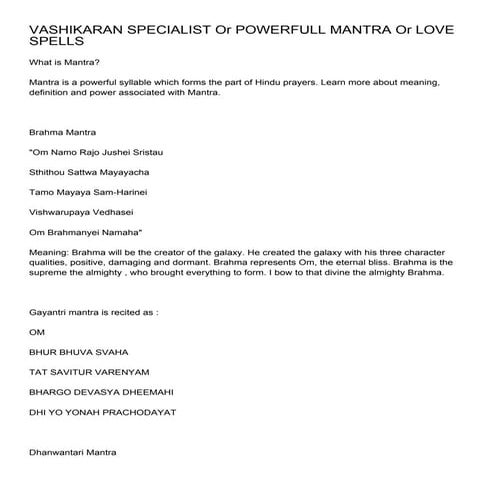 VASHIKARAN SPECIALIST Or POWERFULL MANTRA Or LOVE SPELLS