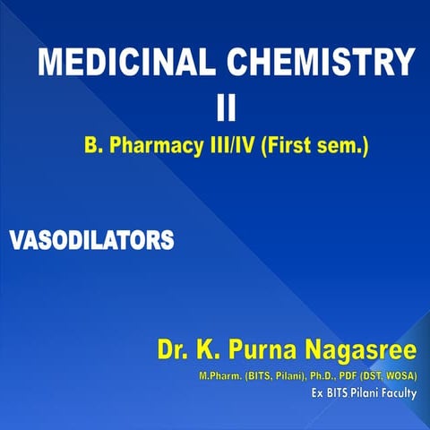 Vasodilators - Medicinal chemistry for B.Pharm.
