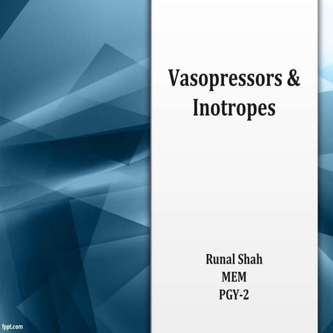 Vassopressors and Inotropes