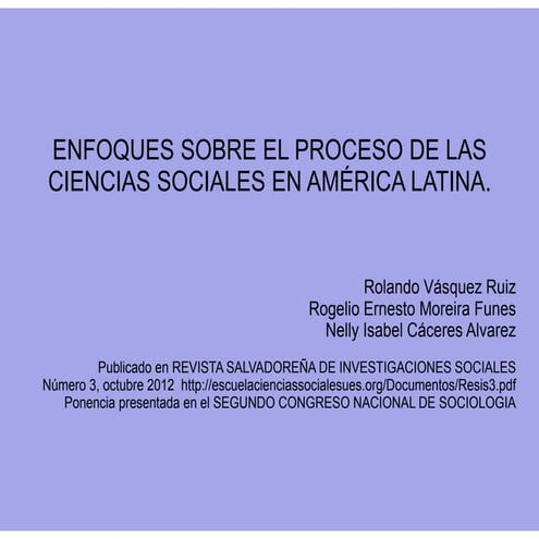 Desarrollo ciencias sociales en América Latina y Centroamérica