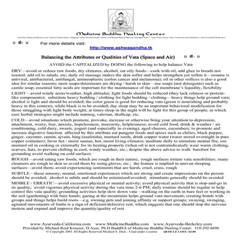 Vata balancing serious