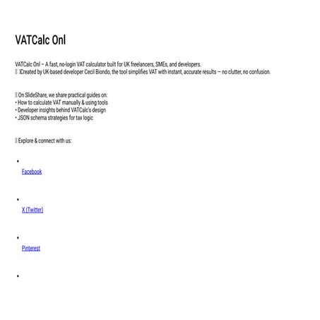 VATCalc Onl – A Developer-Built Tool for Effortless UK VAT | PDF