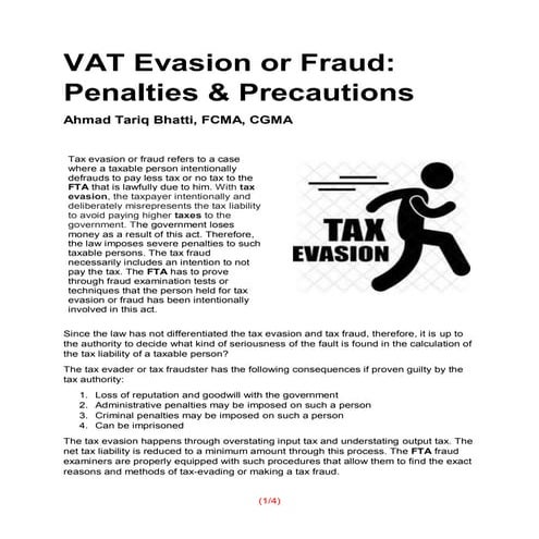 VAT Evasion or Fraud: Penalties & Precautions (The UAE Perspective)