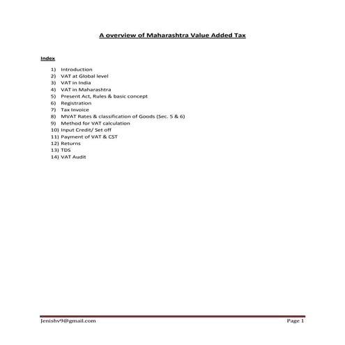 Maharashtra VAT ( Sales Tax) overview