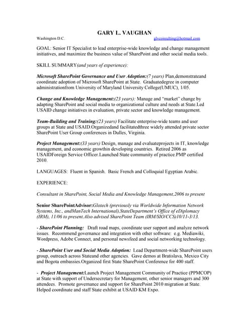 Gary Vaughan Resume