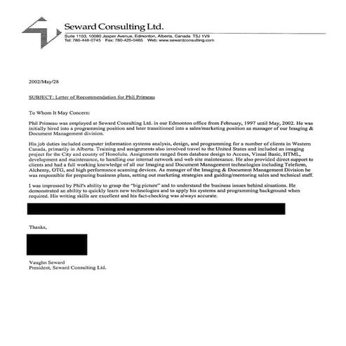 Vaughn Seward Reference 05-28-2002