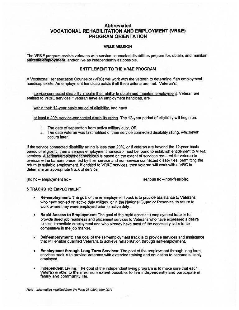 Va Vocational Rehabilitation