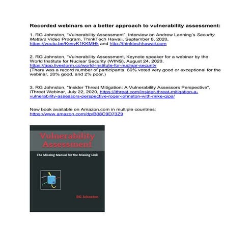 Vulnerability Assessment: The Missing Manual for the Missing Link | PDF