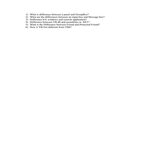 .NET Difference Between Interview Questions - Compiled | PDF