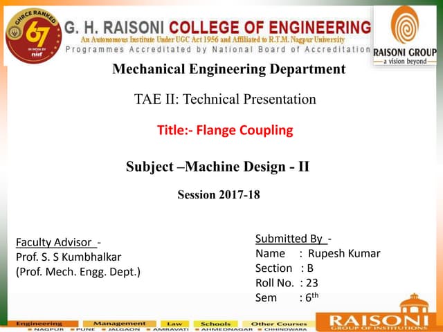 Coupling and flange coupling and its design