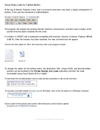 Visual Basic Code for Toolbar Button