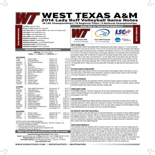 WT Volleyball Game Notes 1016