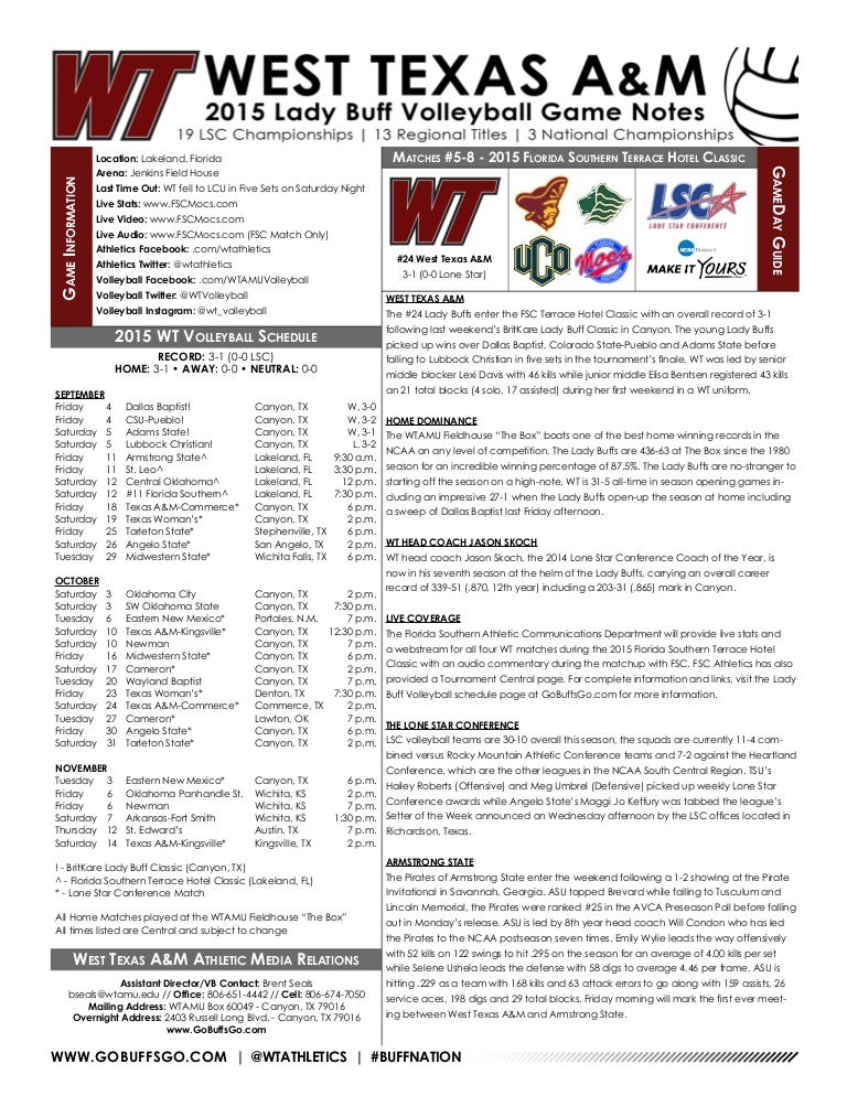 WT Volleyball Game Notes (91015)