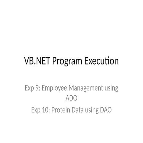 Comprehensive VB.NET Employee and Protein Data Management Using ADO and ...