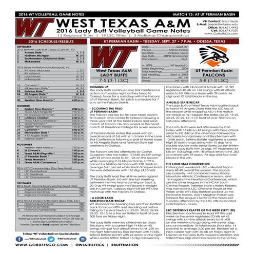 WT Softball Game Notes (4-21-17) | PDF