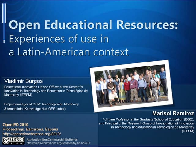Open Educational Resources: Experiences of use in a Latin-American context