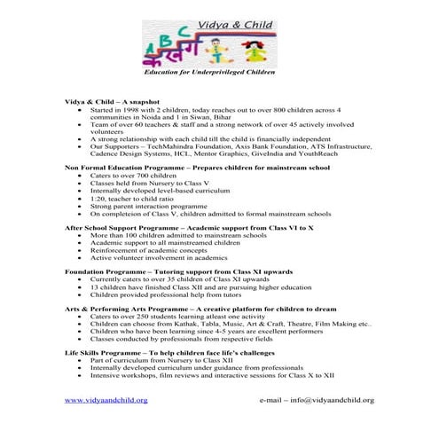 Vidya & Child - A Snapshot