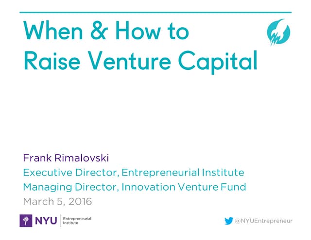 When & How to Raise Venture Capital