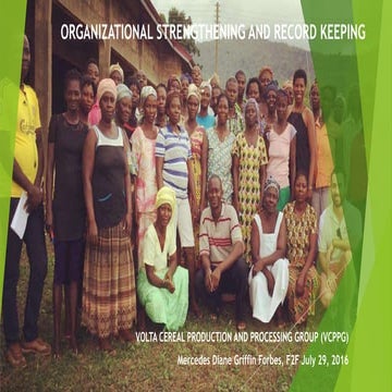 Organizational Strengthening for VCPPG