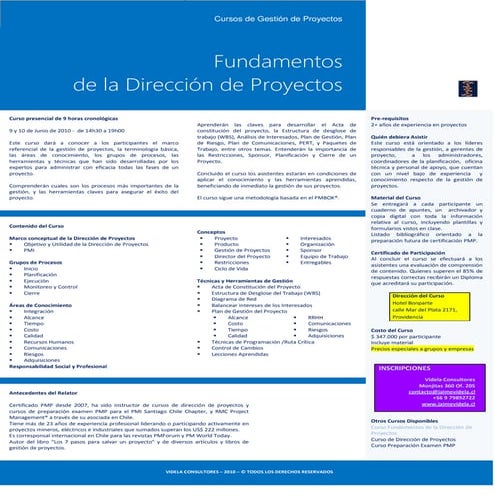 Curso Fundamentos de la Dirección de Proyectos