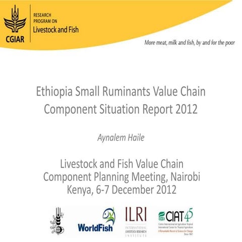 Ethiopia Small Ruminants Value Chain Component Situation Report 2012