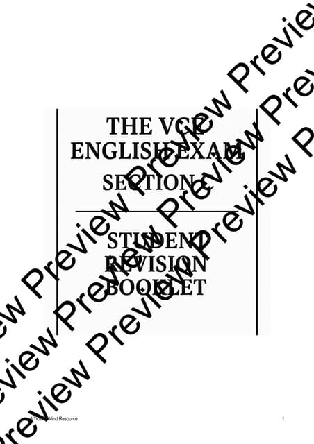 VCE English Exam - Section C Student Revision Booklet
