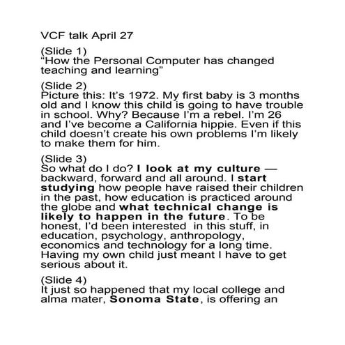 VCF Comments, April 27