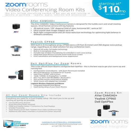 Zoom Rooms Kit of the Day featuring the AVer CAM340+ with the Yealink CP960 T...