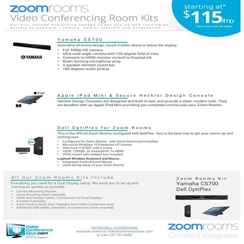 Featured Zoom Rooms Kit the Yamaha CS700 built for huddle rooms