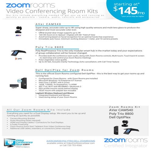 Zoom Rooms Kit of the Day featuring the AVer CAM540 and Poly Trio 8800