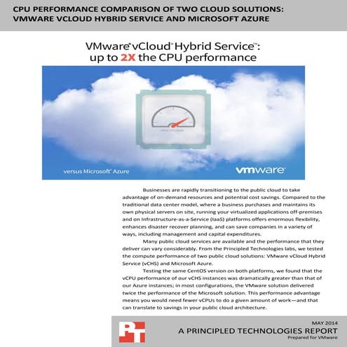 CPU performance comparison of two cloud solutions: VMware vCloud Hybrid Servi...
