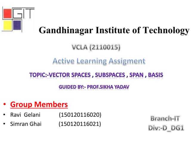 Vector Spaces,subspaces,Span,Basis