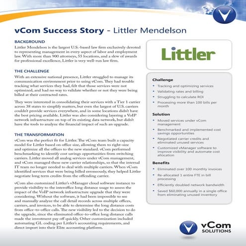 vCom Success Story - Littler Mendelson
