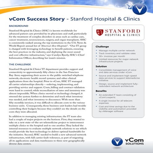 vCom Success Story - Stanford Hospital & Clinics