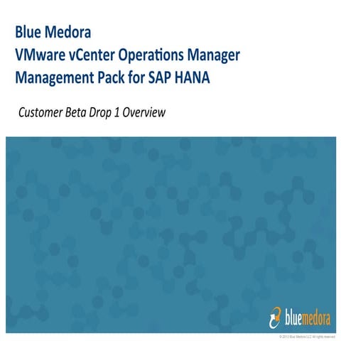 VMware vCenter Operations (vCOps) Management Pack for SAP HANA Overview