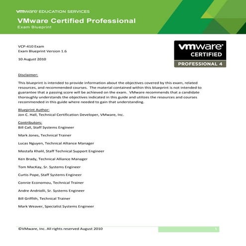Vcp410 Exam Blueprint Guide 1.62