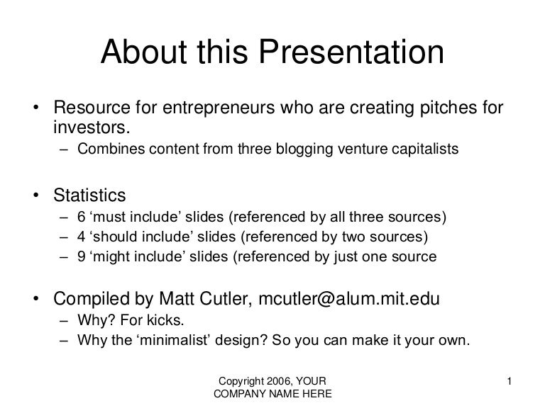 vc pitch presentation template the 10 20 30 rule of powerpoint
