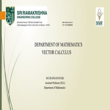 Comprehensive Vector Calculus Lecture by Dr. S. Ranganayaki | PPTX