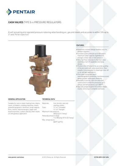 Pressure Regulating Valve - Type G-4 Cash Valve