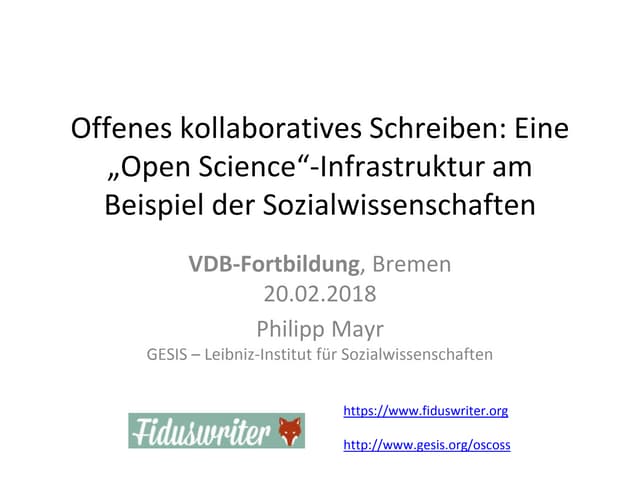 Offenes kollaboratives Schreiben: Eine „Open Science“-Infrastruktur am Beispi...