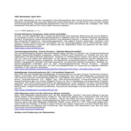 VDC Newsletter 2011-04