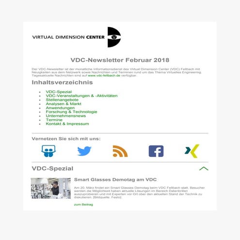 VDC Newsletter Februar 2018