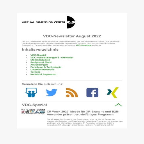 VDC-Newsletter August 2022