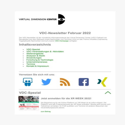 VDC-Newsletter Februar 2022