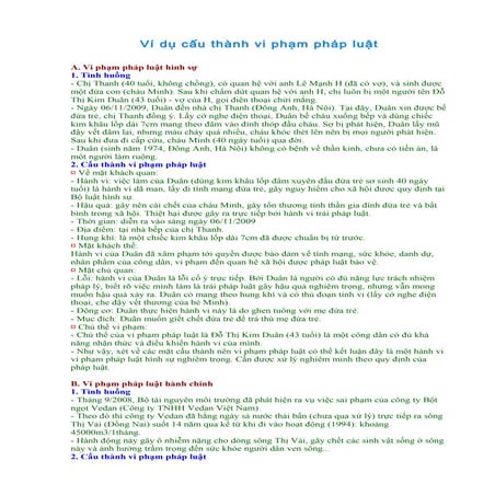 Ví dụ cấu thành vi phạm pháp luật