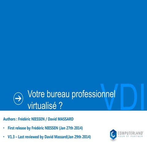 Présentation VDI - Virtual Desktop Infrastructure - Computerland