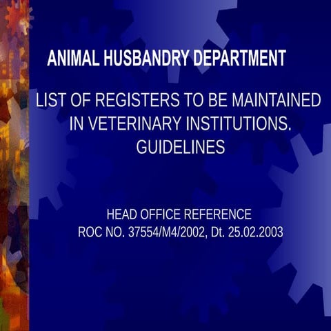 VD Registers Tamilnadu animal husbandry department | PPTX