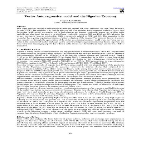 Vectorautoregressivemodel and the nigerian economy