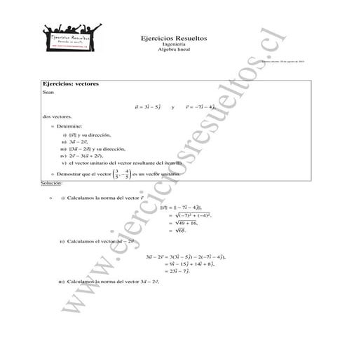 Ejercicios vectores