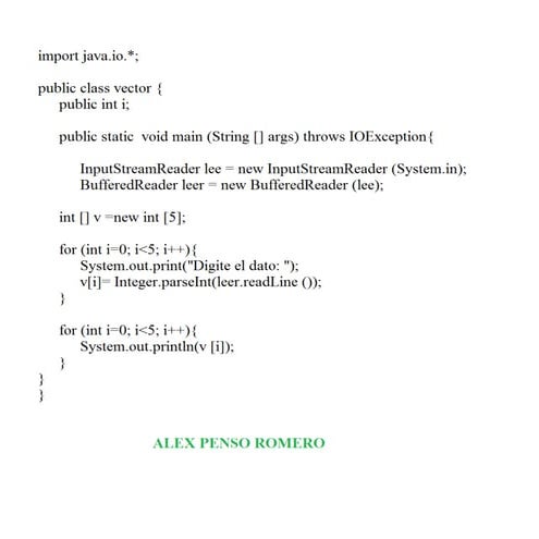Vector que permite ingresar números y los vota  en orden. en java